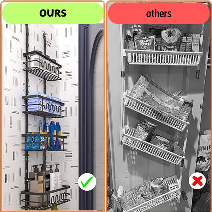 4 Tier Adjustable Baskets Over Door Pantry Organiser for Home Kitchen.
