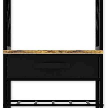 CARLA HOME Freestanding Wine Rack for 20 Bottles with Wood Countertop and Sturdy Metal Frame.