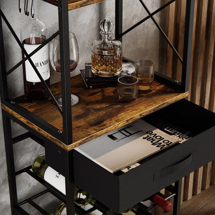 CARLA HOME Freestanding Wine Rack for 20 Bottles with Wood Countertop and Sturdy Metal Frame.