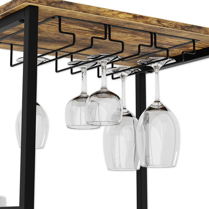CARLA HOME Freestanding Wine Rack for 20 Bottles with Wood Countertop and Sturdy Metal Frame.