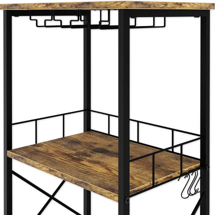CARLA HOME Freestanding Wine Rack for 20 Bottles with Wood Countertop and Sturdy Metal Frame.