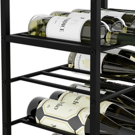 CARLA HOME Freestanding Wine Rack for 20 Bottles with Wood Countertop and Sturdy Metal Frame.