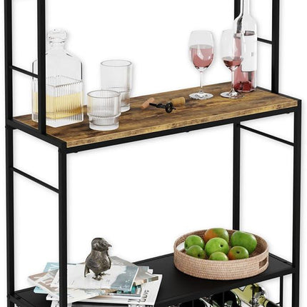 CARLA HOME Large Wine Rack for 20 Bottles with Wood Countertop and Sturdy Metal Frame.