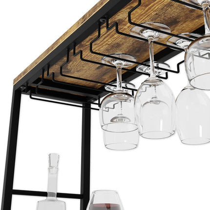 CARLA HOME Large Wine Rack for 20 Bottles with Wood Countertop and Sturdy Metal Frame.