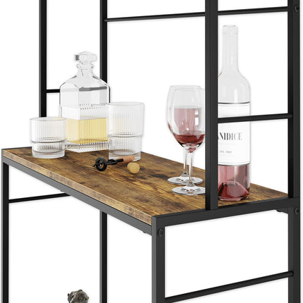 CARLA HOME Large Wine Rack for 20 Bottles with Wood Countertop and Sturdy Metal Frame.