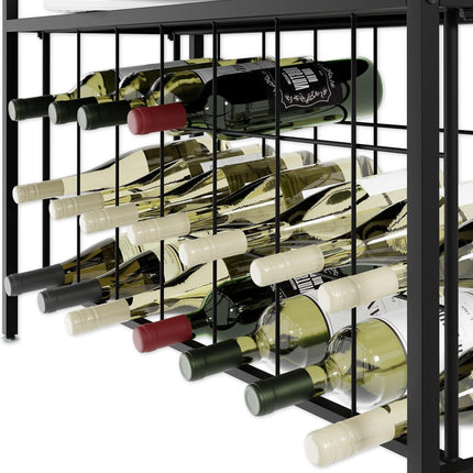 CARLA HOME Large Wine Rack for 20 Bottles with Wood Countertop and Sturdy Metal Frame.