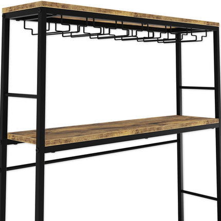 CARLA HOME Large Wine Rack for 20 Bottles with Wood Countertop and Sturdy Metal Frame.