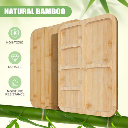 CARLA HOME Bamboo Charcuterie Board with Lid & Handle ideal Gift for Kitchen, Party & Picnic (6 Compartments).