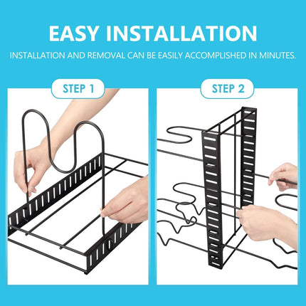 CARLA HOME Adjustable 8-Tier Pan Rack Pot Organizer for Kitchen Cabinet.