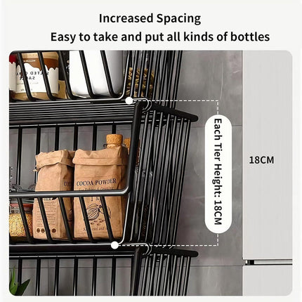 CARLA HOME Metal 5-Tier Rolling Vegetable and Fruit Basket Cart Stand for Kitchen.