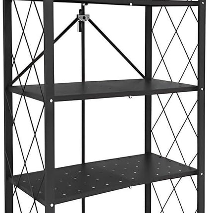 CARLA HOME 5-Tier Foldable Storage Shelf with Wheels for Kitchen, Garage, Pantry or Basement (Black).