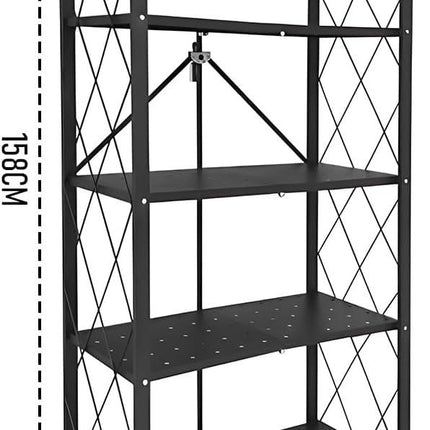 CARLA HOME 5-Tier Foldable Storage Shelf with Wheels for Kitchen, Garage, Pantry or Basement (Black).