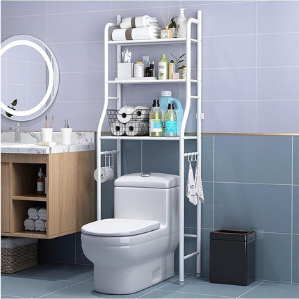 CARLA HOME 3-Tier Over The Toilet Storage Rack with Hooks & Paper Holder for Bathroom & Laundry Room.