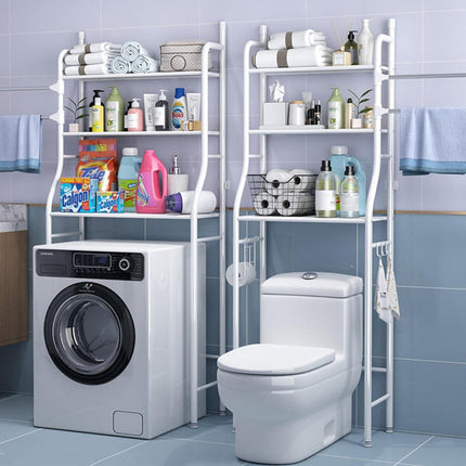 CARLA HOME 3-Tier Over The Toilet Storage Rack with Hooks & Paper Holder for Bathroom & Laundry Room.