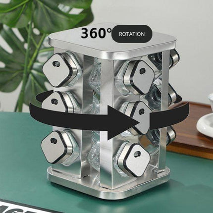 CARLA HOME Rotating Spice Rack Organizer with 20 Glass Jars for Kitchen Countertop.