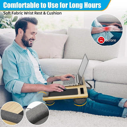 CARLA HOME Oversized Portable Lap Desk with Cushion,Mouse Pad, Tablet and Phone Holder which Fits Up to 17 Inch Laptops for Bed or Sofa (Black).