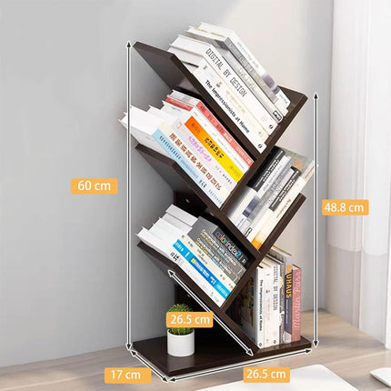 CARLA HOME 5-Tier Tree Bookshelf Storage Rack for Home Office or Bedroom (Black).