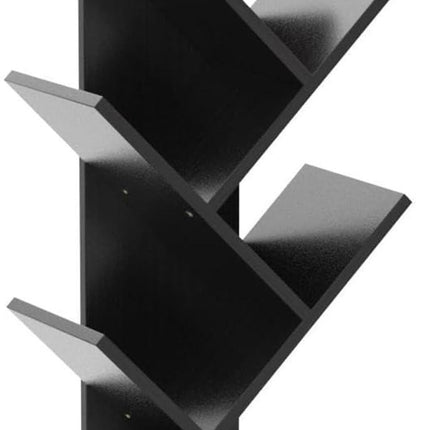 CARLA HOME 5-Tier Tree Bookshelf Storage Rack for Home Office or Bedroom (Black).