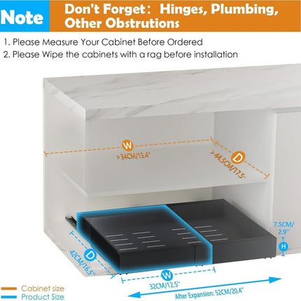 CARLA HOME Pack Pull Out Cabinet Organizer Expandable for Cabinets with Adjustable Slide Out Shelves and Easy Installation (Black).