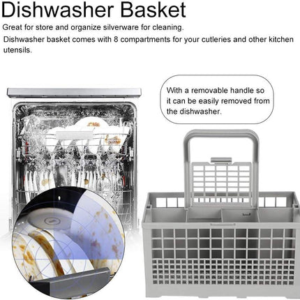 CARLA HOME 8 Slot Universal Dishwasher Cutlery Basket with Handle and Lid which Fits Most Brands (240mm X 135mm X 122mm).
