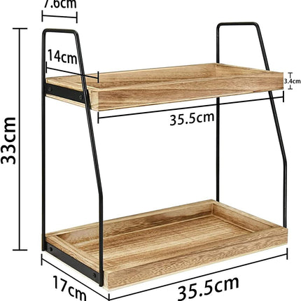 CARLA HOME 2-Tier Wooden Coffee Station Rack Organizer for Coffee Bar, Condiments, Syrups, Storage Jars & Spice Storage Shelf.