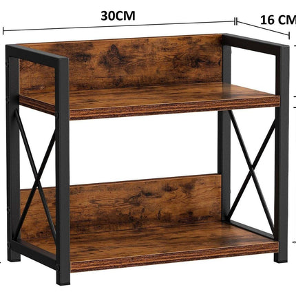 CARLA HOME 2-Tier Countertop Shelf Organizer Rustic Wood Kitchen Spice Rack for Storage, Condiments & Cabinet Organization.