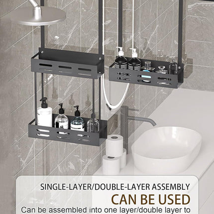 CARLA HOME Over the Door 2-tier Shower Caddy Organizer Shelf with Hooks for Bathroom.