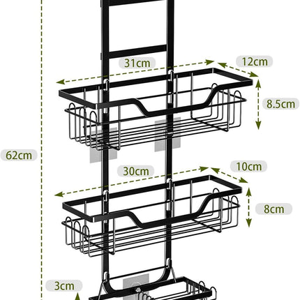 CARLA HOME Over the Door 3-tier Shower Caddy Organizer Shelf with Hooks for Bathroom.