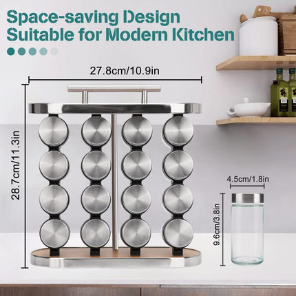 CARLA HOME 20-Jar Spice Rack Organizer Storage for Kitchen Countertop or Cabinet.