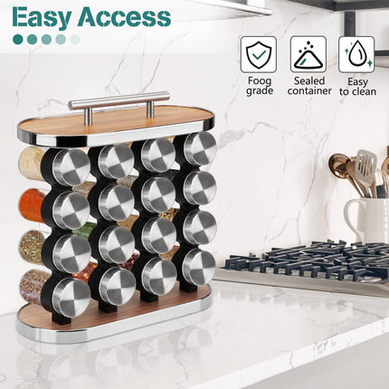 CARLA HOME 20-Jar Spice Rack Organizer Storage for Kitchen Countertop or Cabinet.