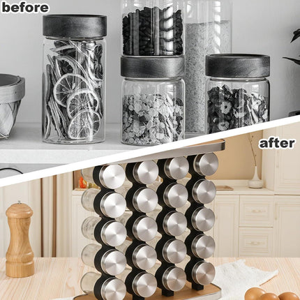 CARLA HOME 20-Jar Spice Rack Organizer Storage for Kitchen Countertop or Cabinet.