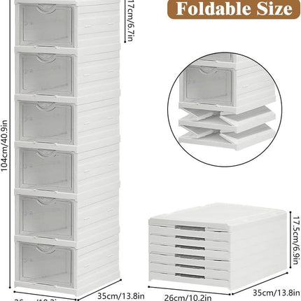 CARLA HOME 6-Tier Stackable Shoe Storage Box Organizer with Clear Door for Closet, Entryway or Cabinet.