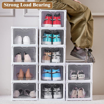 CARLA HOME 6-Tier Stackable Shoe Storage Box Organizer with Clear Door for Closet, Entryway or Cabinet.