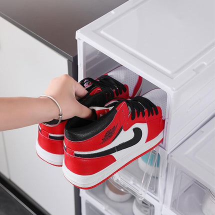 CARLA HOME 6-Tier Stackable Shoe Storage Box Organizer with Clear Door for Closet, Entryway or Cabinet.