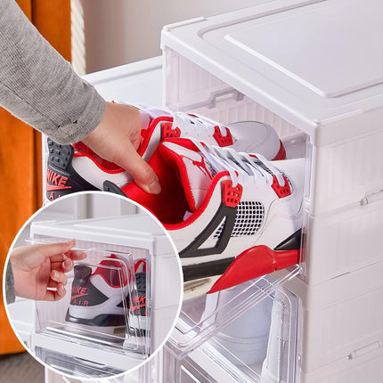 CARLA HOME 6-Tier Stackable Shoe Storage Box Organizer with Clear Door for Closet, Entryway or Cabinet.