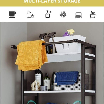 CARLA HOME 3-Tier Over Washing Machine Storage Rack Laundry Shelf Organizer for Bathroom or Toilet (Black).