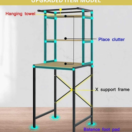 CARLA HOME 3-Tier Over Washing Machine Storage Rack Laundry Shelf Organizer for Bathroom or Toilet (Black).