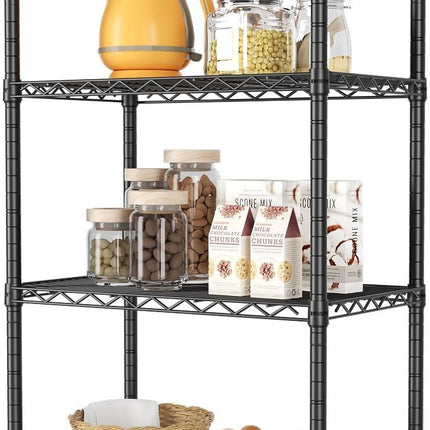 CARLA HOME 4-Tier Adjustable Metal Storage Shelves Wire Rack Organizer for Kitchen, Pantry, Bathroom or Laundry Room (60cm W x 40cm D x 140cm H).