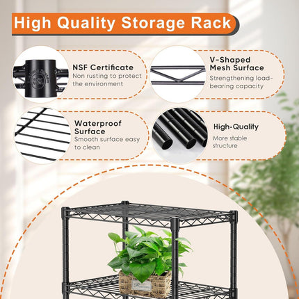 CARLA HOME 4-Tier Adjustable Metal Storage Shelves Wire Rack Organizer for Kitchen, Pantry, Bathroom or Laundry Room (60cm W x 40cm D x 140cm H).