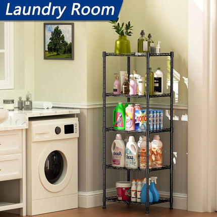 CARLA HOME 4-Tier Adjustable Metal Storage Shelves Wire Rack Organizer for Kitchen, Pantry, Bathroom or Laundry Room (60cm W x 40cm D x 140cm H).