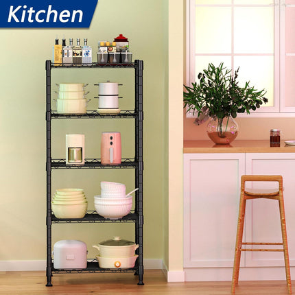 CARLA HOME 4-Tier Adjustable Metal Storage Shelves Wire Rack Organizer for Kitchen, Pantry, Bathroom or Laundry Room (60cm W x 40cm D x 140cm H).