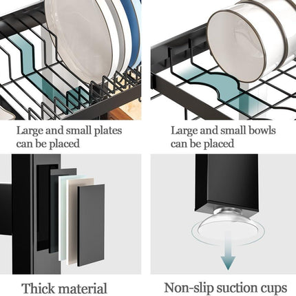 CARLA HOME Adjustable Over the Sink Dish Drying Rack with Utensil Holder, Hooks & Cutting Board Rack for Kitchen Counter Storage.