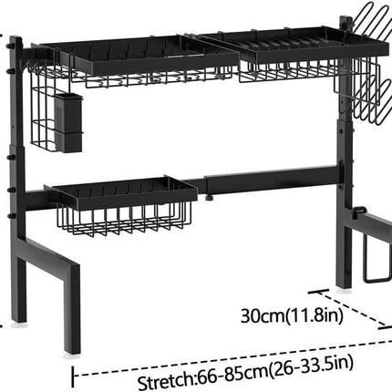 CARLA HOME Adjustable Over the Sink Dish Drying Rack with Utensil Holder, Hooks & Cutting Board Rack for Kitchen Counter Storage.