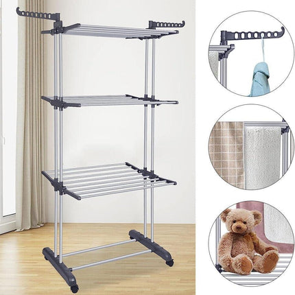 CARLA HOME Folding Clothes Drying Rack with Wheels and Adjustable Side Wings for Laundry Rack and Clothes Storage (Upgraded Model).