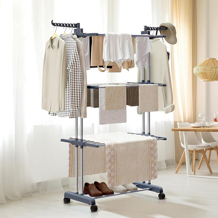 CARLA HOME Folding Clothes Drying Rack with Wheels and Adjustable Side Wings for Laundry Rack and Clothes Storage (Upgraded Model).