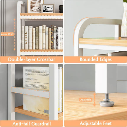CARLA HOME  2-Tier Metal Desktop Hutch Bookshelf with Grid Panel for Computer Desk and Office Countertop.