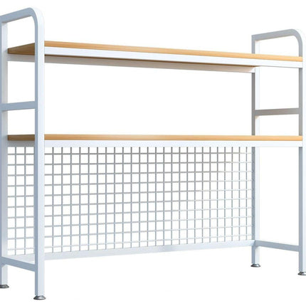 CARLA HOME  2-Tier Metal Desktop Hutch Bookshelf with Grid Panel for Computer Desk and Office Countertop.