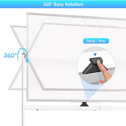 CARLA HOME Double-Sided Magnetic Whiteboard 120x90cm with Wheels, Reversible Design for School, Office & Home.