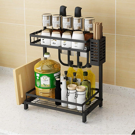 CARLA HOME 2-Tier Kitchen Spice Rack Organizer Storage Shelf for Condiments, Oil Bottles, Utensils, Cutting Board & More.