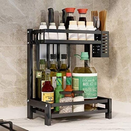 CARLA HOME 2-Tier Kitchen Spice Rack Organizer Storage Shelf for Condiments, Oil Bottles, Utensils, Cutting Board & More.